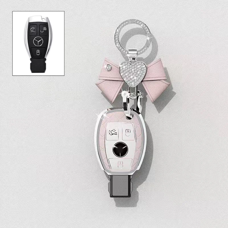 Mercedes Benz Luxury Diamond Pattern Key Fob Case For A-Class, C-Class, E-Class, S-Class, A200L, C260L, E300L & GLC300 - Image 9