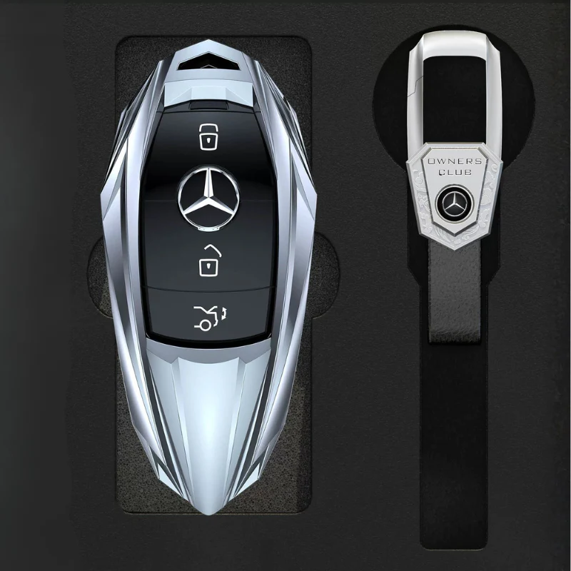 Mercedes Benz Mecha Style Zinc Alloy Car Key Fob Case Cover For Benz A, B, C, E, S, G-Class, GLA, GLB, GLC, GLE, GLS, CLA, CLS, EQC