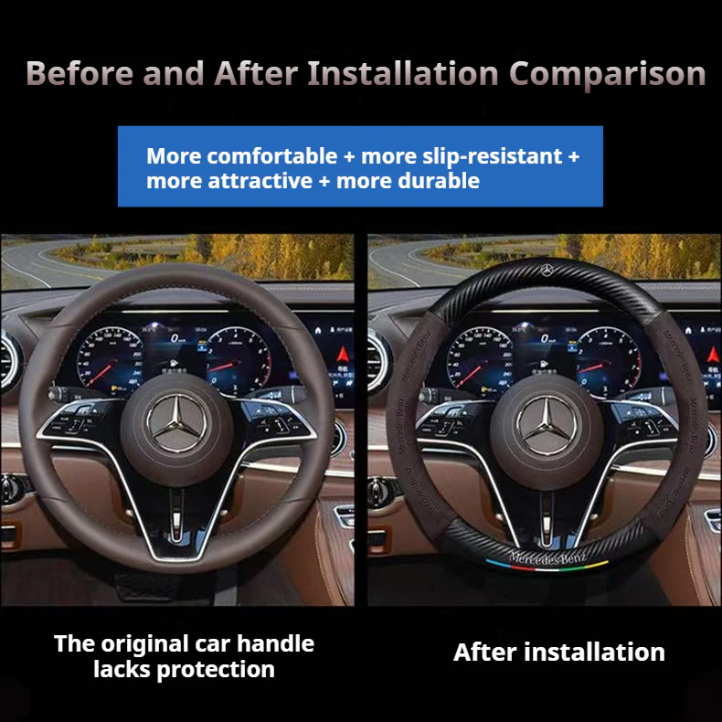 Mercedes-Benz Suede Carbon Fiber Car Steering Wheel Covers For C260L, C200L, GLC, GLA, E300L, A180, GLB220, CLA - Image 6