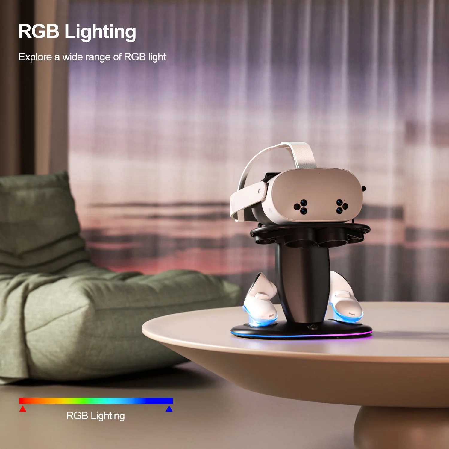 Meta Quest 2 & Quest 3 & Quest 3S - 30W Desktop Fast Charging RGB Storage Dock Stand - Image 3