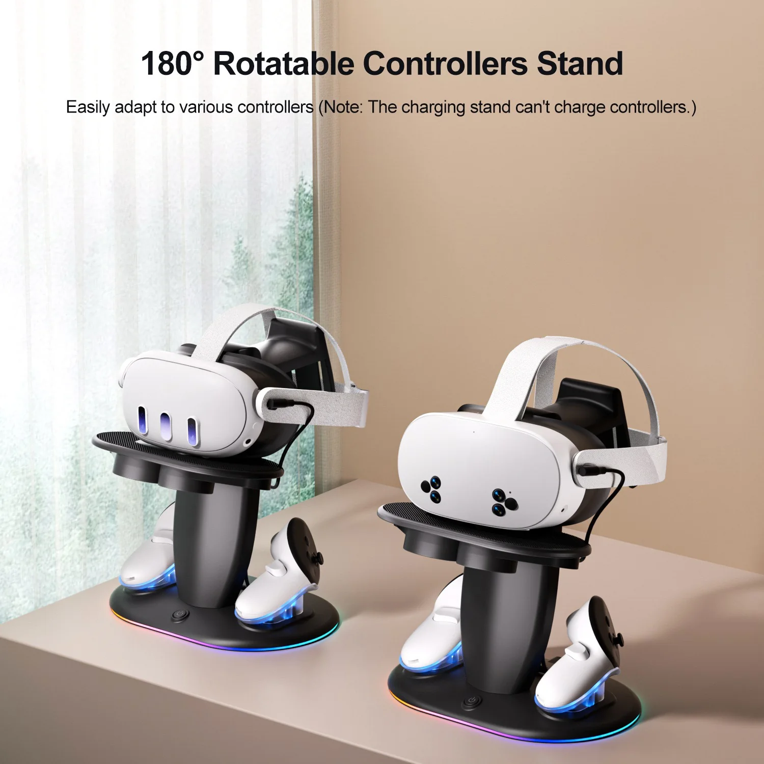 Meta Quest 2 & Quest 3 & Quest 3S - 30W Desktop Fast Charging RGB Storage Dock Stand - Image 4