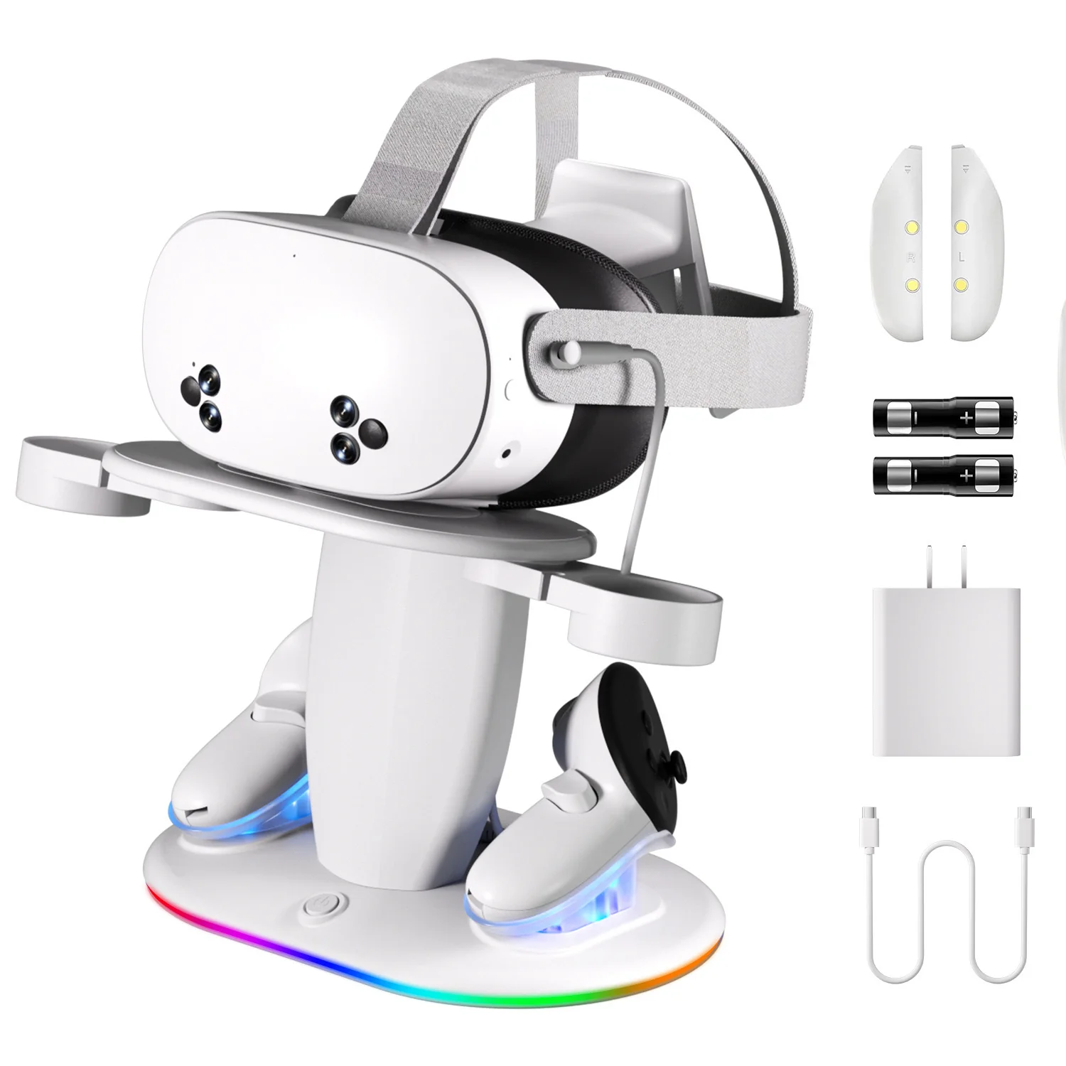Meta Quest 2 & Quest 3 & Quest 3S - 30W Desktop Fast Charging RGB Storage Dock Stand - Image 8