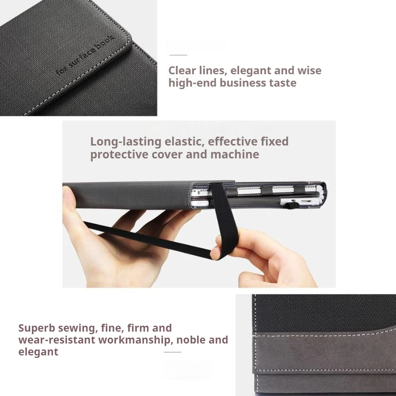 Microsoft Surface Book 2/3 Gen 15" - PU Leather Detachable Laptop Stand Protective Sleeves Case - Image 8