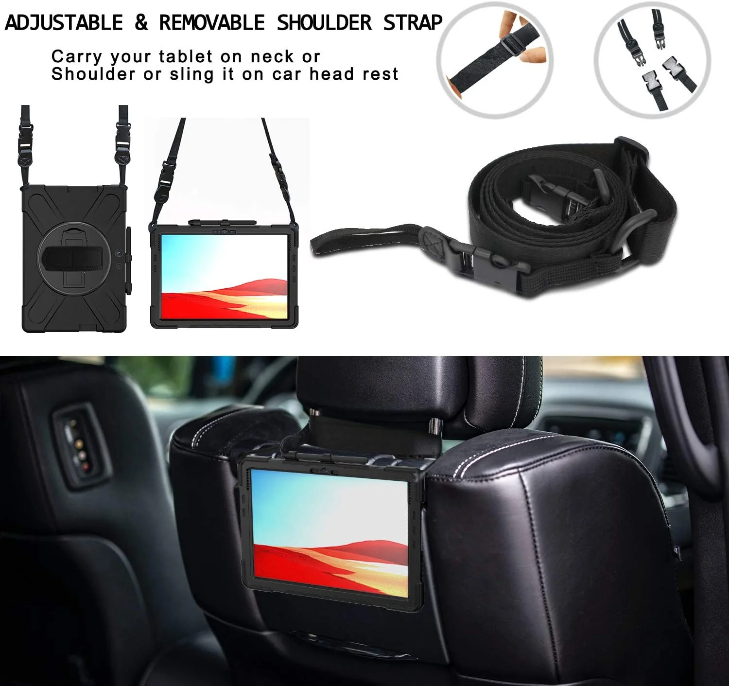 Microsoft Surface Go 1/2/3/4 - 360 Degree Rotate Shockproof Heavy Duty Tough Stand Case Cover With Strap & Pen Holder - Image 5