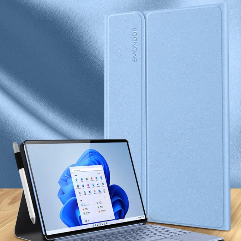 Microsoft Surface Pro 7 - Slim & Lightweight Leather Magnetic Buckle Case - Image 9