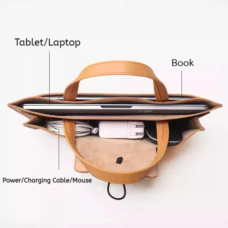 Universal Laptop 13"/ 14"/15"/16" - Business Minimalist Waterproof PU Soft Leather Carry Case - Image 4