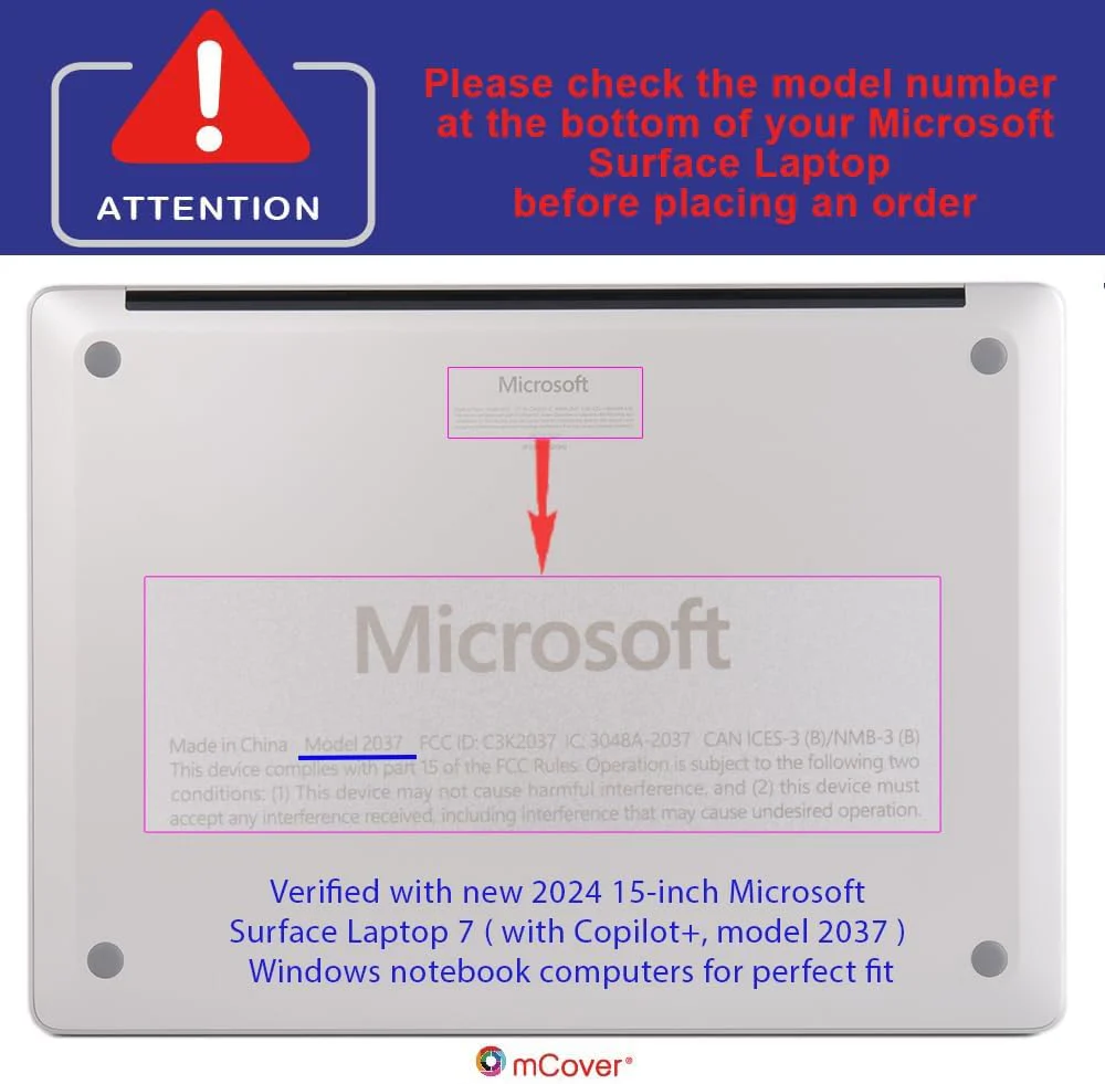 Microsoft Surface Laptop 7 (2037) 15" - iPearl PC Semi-Transparent Shockproof Hard Shell - Image 12