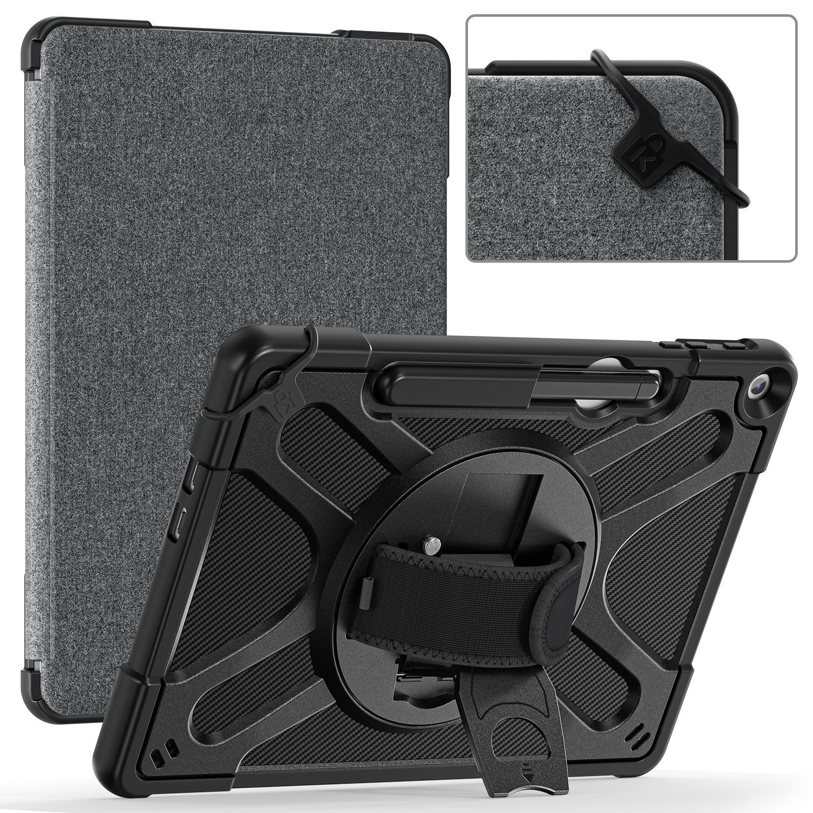 Microsoft Surface Pro 12 (2025) - Heavy Duty 360 Degree Rotate Stand Hand Strap Case With Shoulder Strap - Image 15