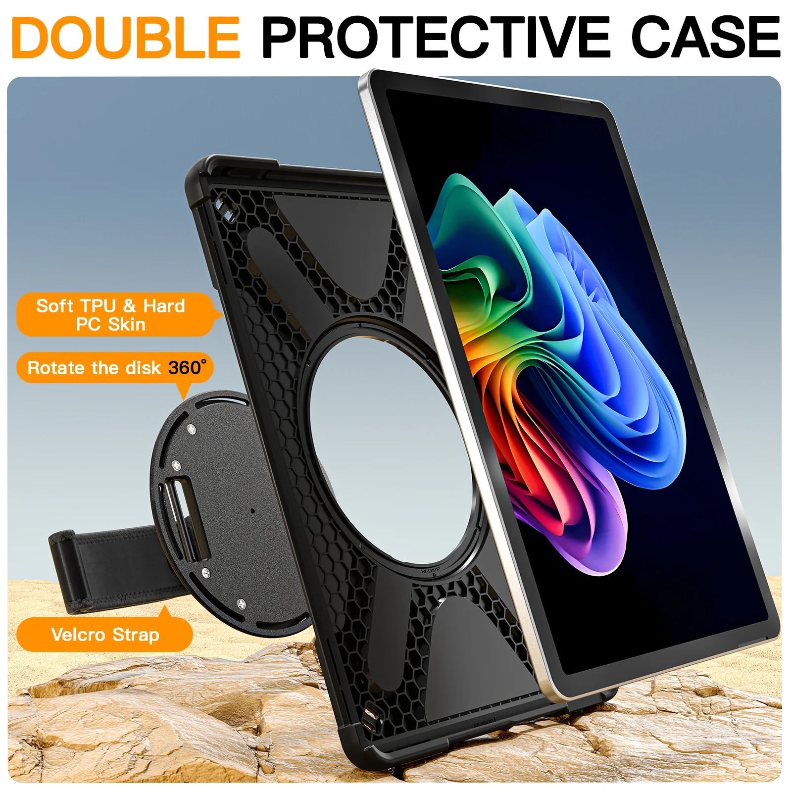 Microsoft Surface Pro 12 (2025) - Heavy Duty 360 Degree Rotate Stand Hand Strap Case With Shoulder Strap - Image 4