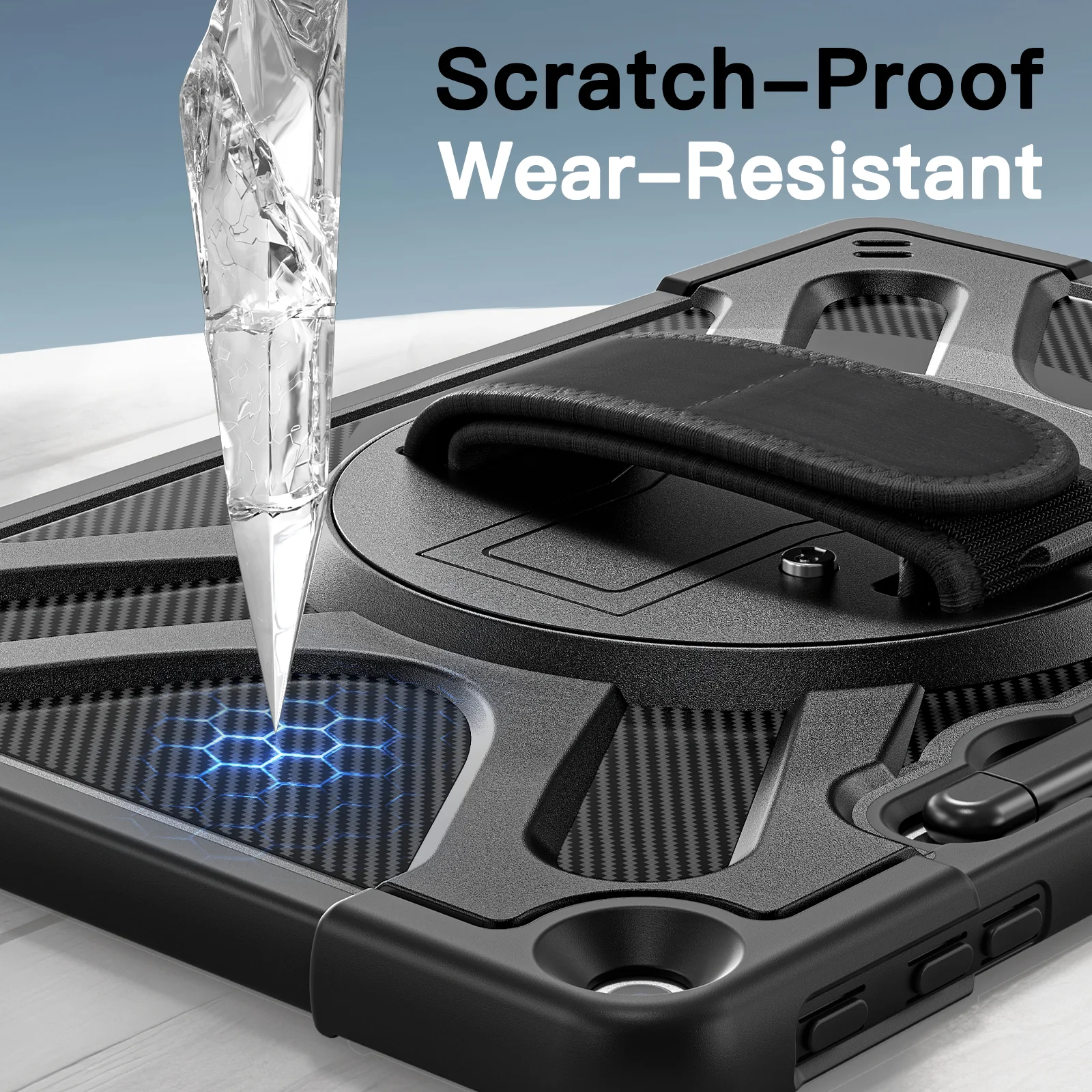 Microsoft Surface Pro 12 (2025) - Heavy Duty 360 Degree Rotate Stand Hand Strap Case With Shoulder Strap - Image 7