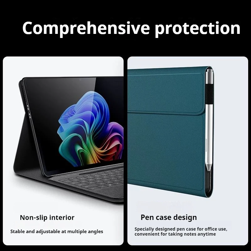 Microsoft Surface Pro 7 - Slim & Lightweight Leather Magnetic Buckle Case - Image 4