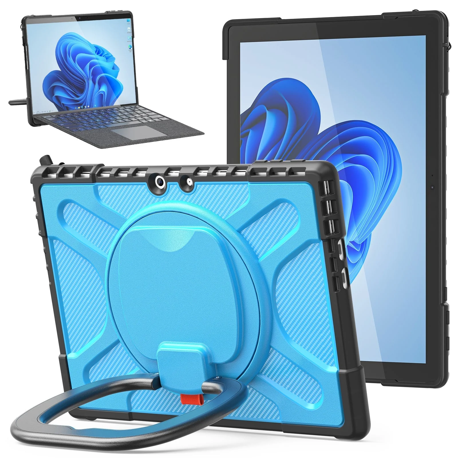 Microsoft Surface Pro 9 (2038) - 360 Degree Rotate Shockproof Heavy Duty Tough Stand Case Cover With Pen Holder - Image 3