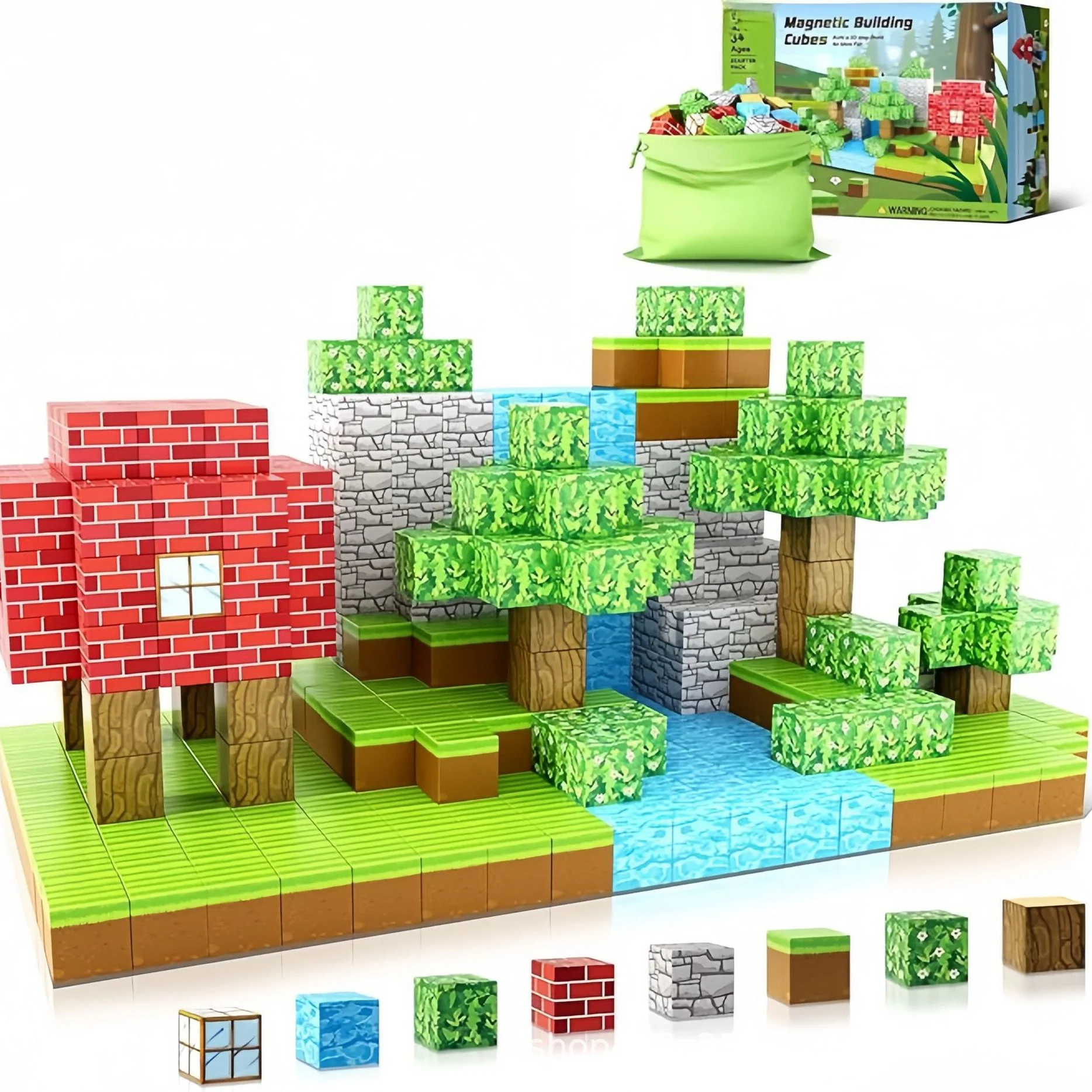 Minecraft Magnetic Blocks Magnetic Building Toy - Original Forest Set - Image 3