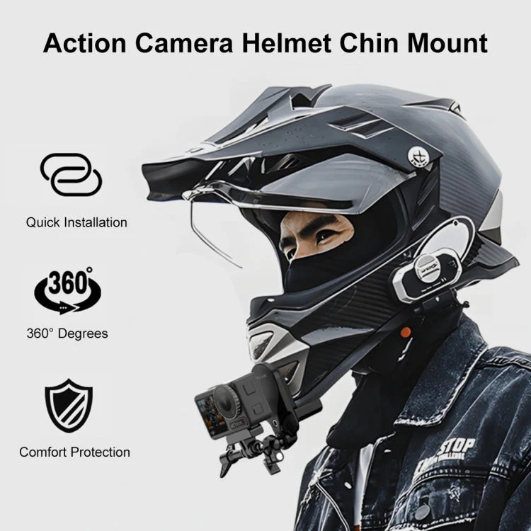 Motorcycle Helmet Chin Clamp Mount for GoPro and Other Action Cameras (Black) - Image 2