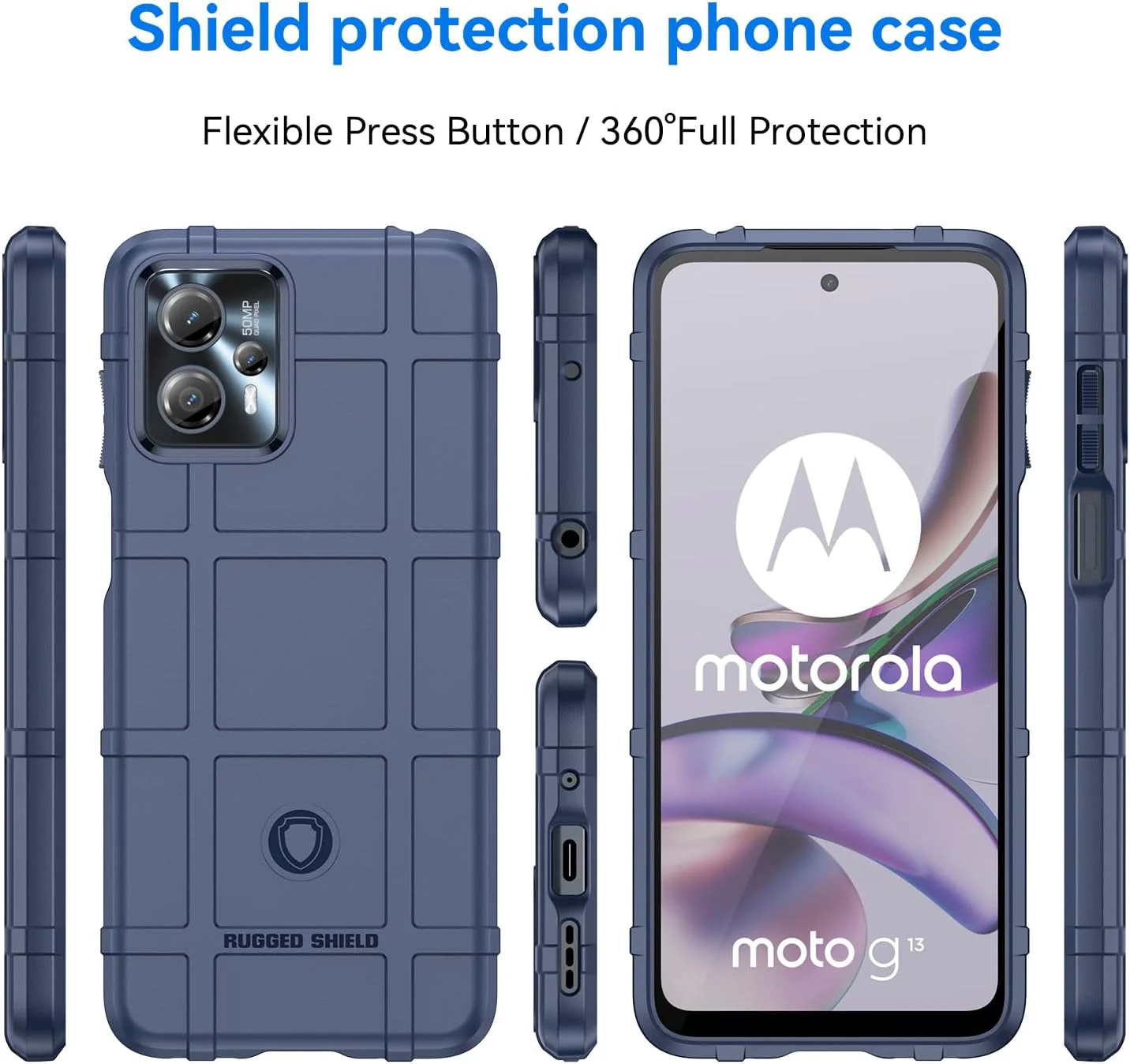 Motorola Moto G23 - Shield Shockproof Rugged Heavy Duty Case With 2PC Tempered Glass Screen Protector - Image 10