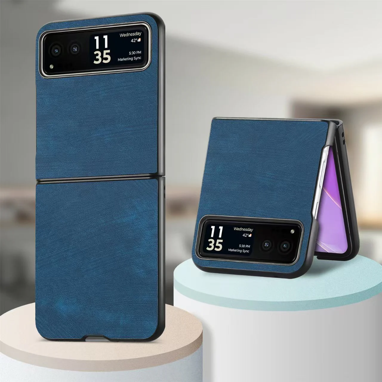 Motorola Moto Razr 50/Ultra PU Minimalist Flip Genuine Leather Series Case - Image 13