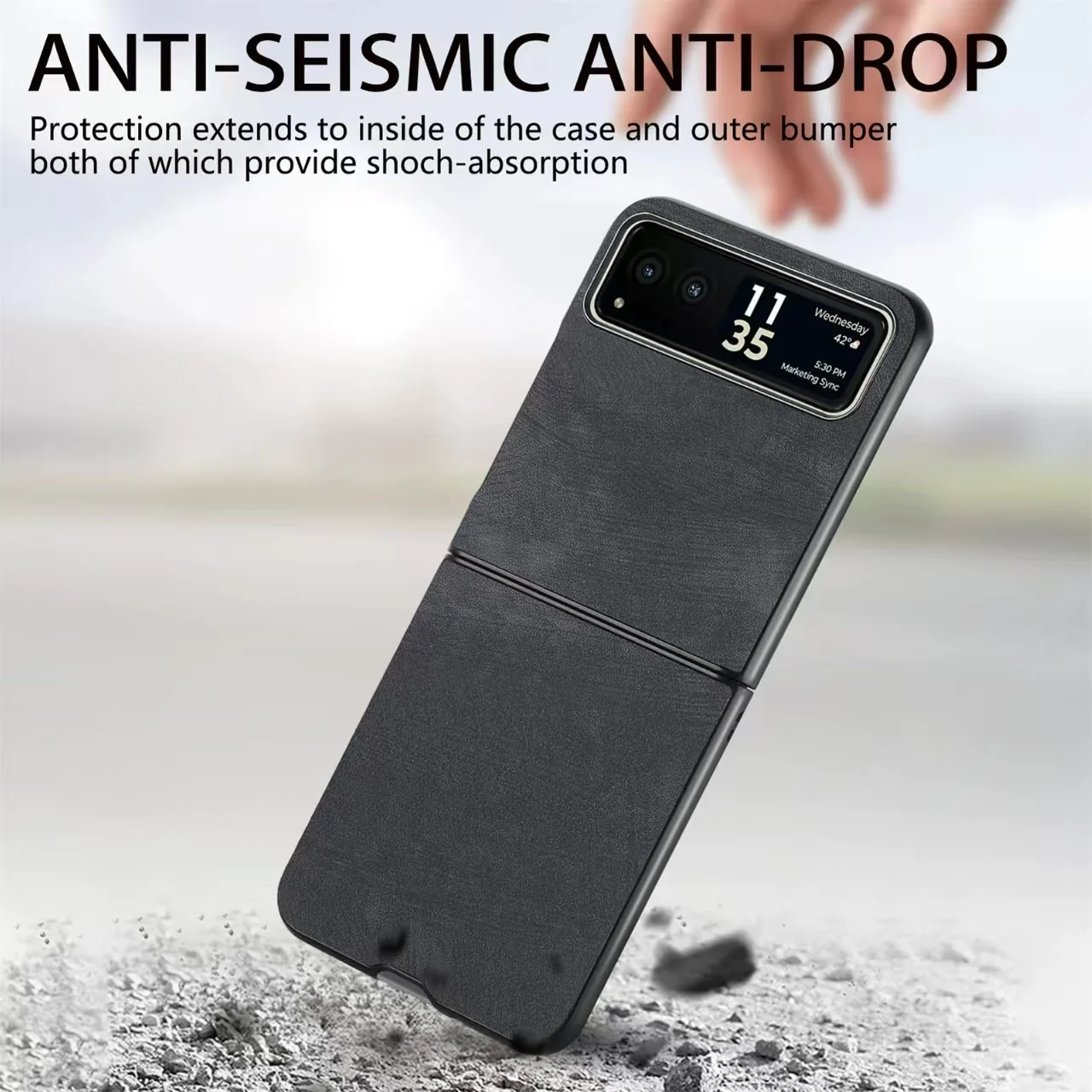 Motorola Moto Razr 50/Ultra PU Minimalist Flip Genuine Leather Series Case - Image 5