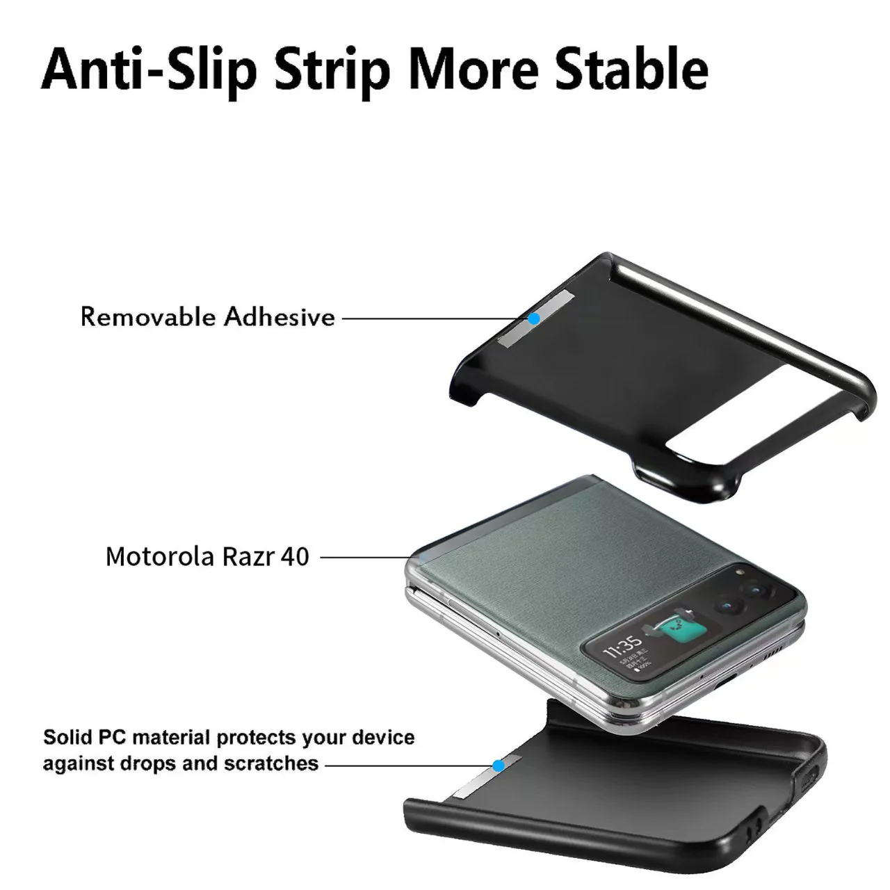 Motorola Moto Razr 50/Ultra PU Minimalist Flip Genuine Leather Series Case - Image 7