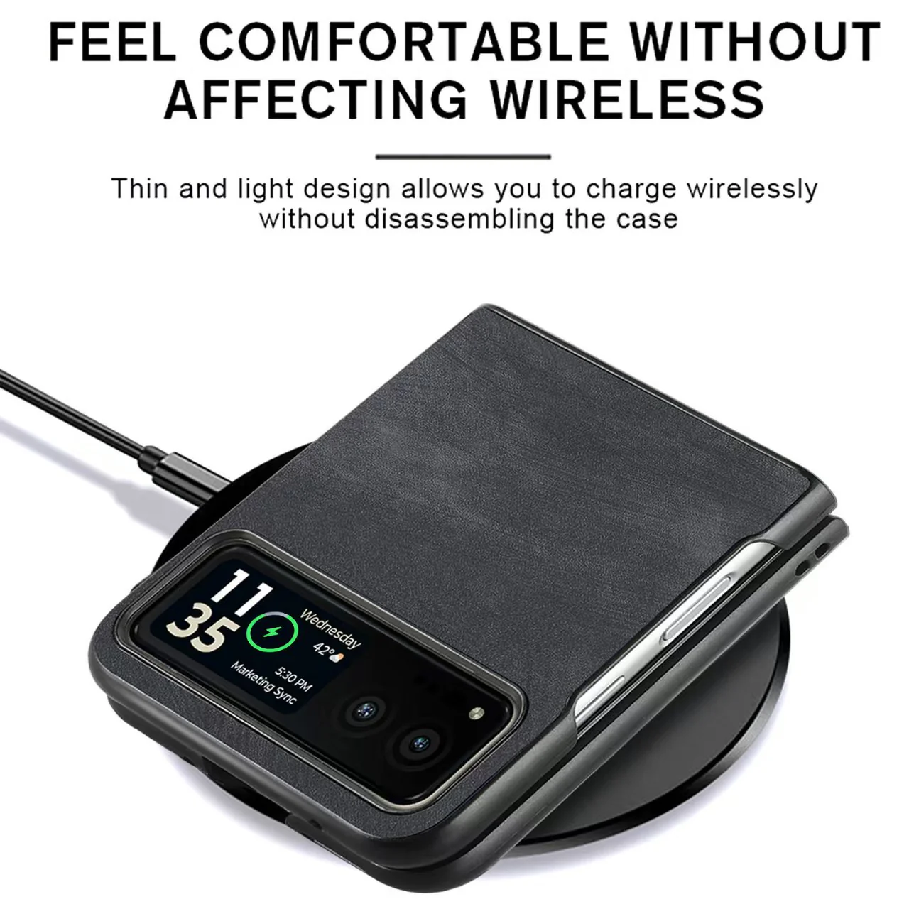 Motorola Moto Razr 50/Ultra PU Minimalist Flip Genuine Leather Series Case - Image 8