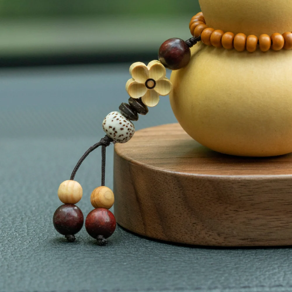 Natural Gourd Plum Blossom Pendant Walnut Wood Base Car Dashboard Ornament Handmade Carving Premium Gift - Image 11