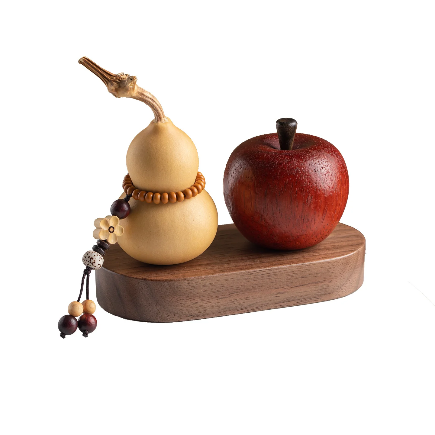 Natural Gourd Plum Blossom Pendant Walnut Wood Base Car Dashboard Ornament Handmade Carving Premium Gift - Image 2