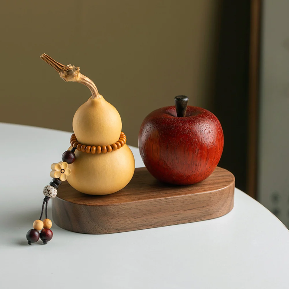 Natural Gourd Plum Blossom Pendant Walnut Wood Base Car Dashboard Ornament Handmade Carving Premium Gift - Image 4