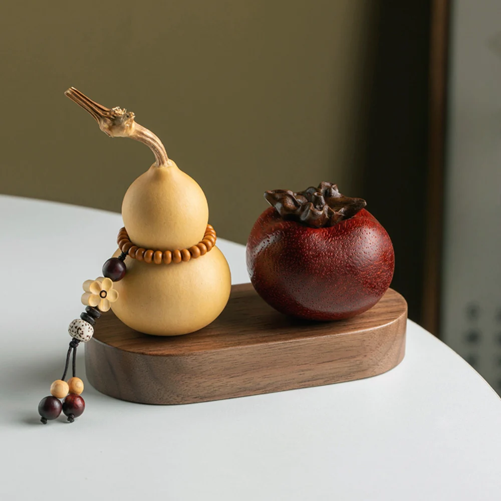 Natural Gourd Plum Blossom Pendant Walnut Wood Base Car Dashboard Ornament Handmade Carving Premium Gift - Image 5