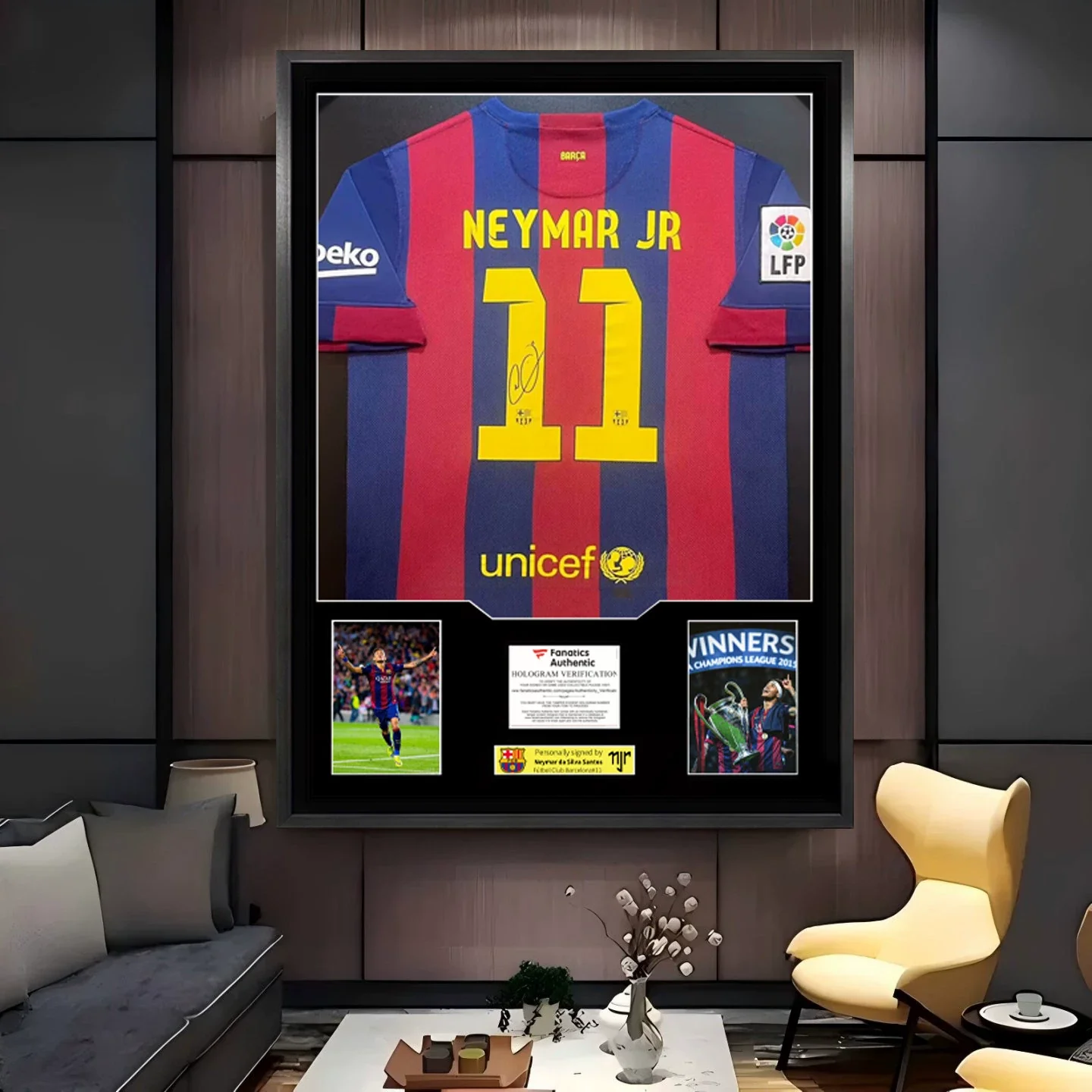 Neymar FC Barcelona Framed Jersey Display (60×80cm) – Facsimile Signature Edition - Image 4