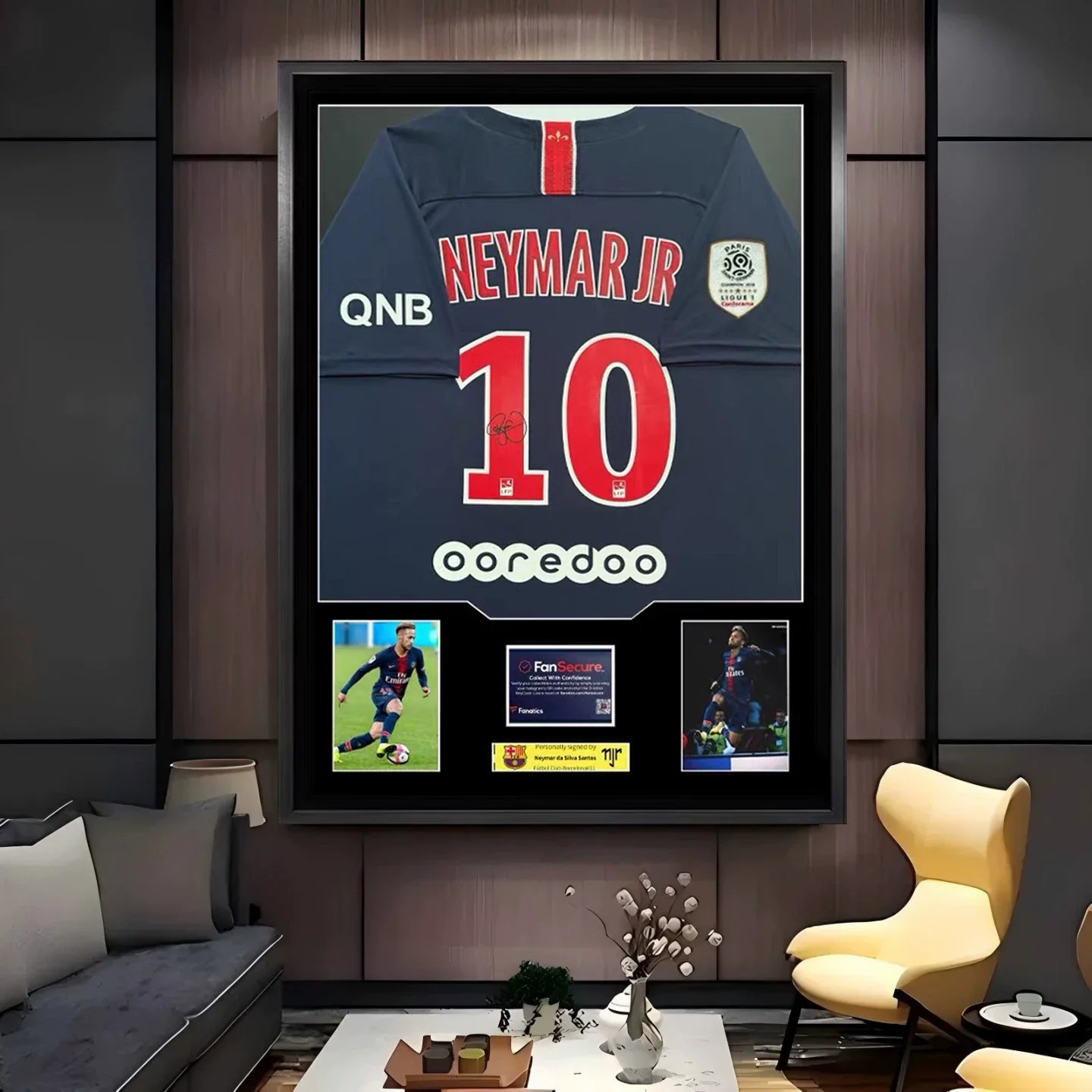 Neymar Paris Saint-Germain F.C. Framed Jersey Display (60×80cm) – Facsimile Signature Edition - Image 3