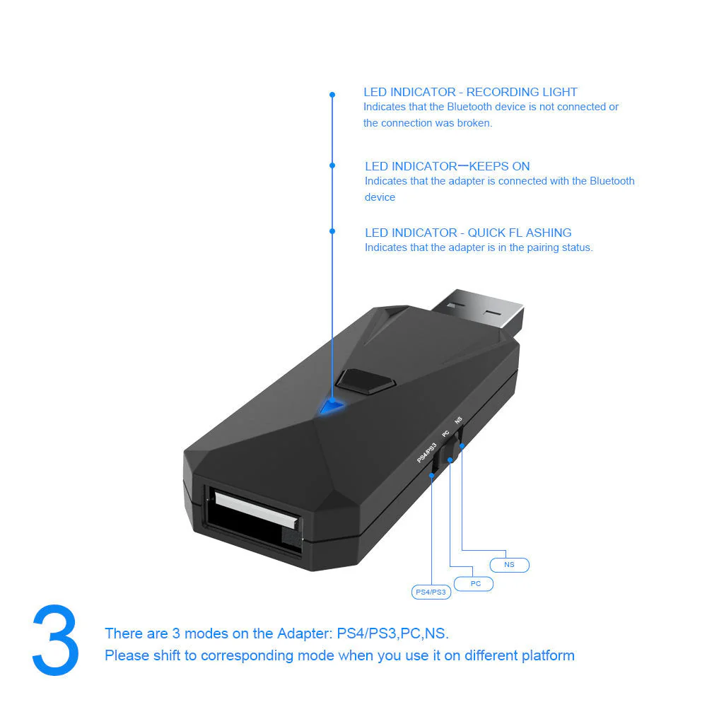 Nintendo Switch & Playstation PS4 PS3 PC Gamepad Game Controller Bluetooth Adapter Converter - Image 4