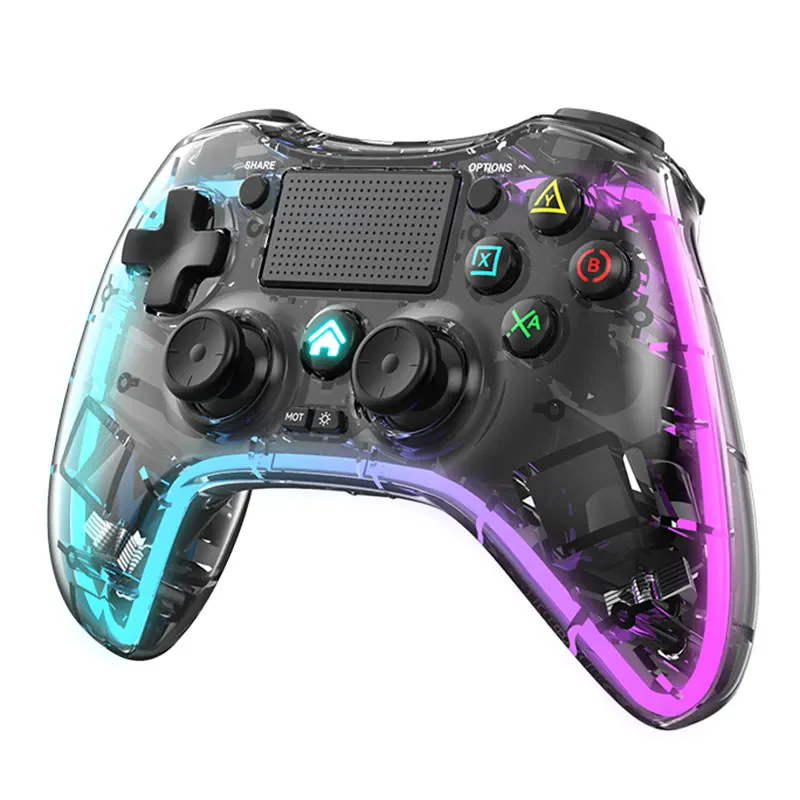 Nintendo Switch PS4 Game Consoles P05 Transparent Wireless Controller Bluetooth Handle Portable Gamepad with RGB Lights