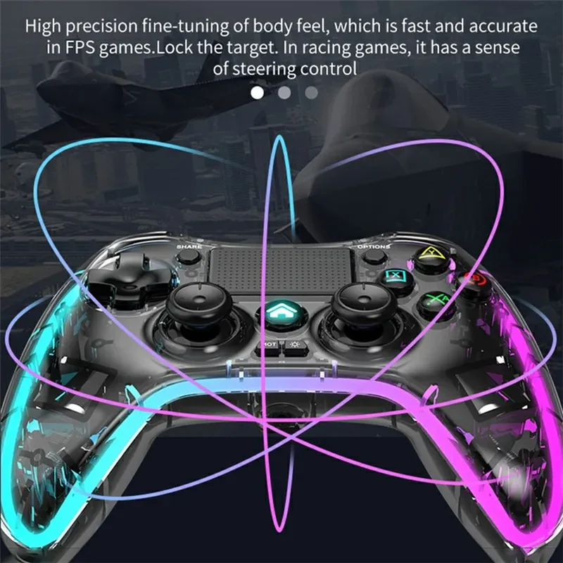 Nintendo Switch PS4 Game Consoles P05 Transparent Wireless Controller Bluetooth Handle Portable Gamepad with RGB Lights - Image 2