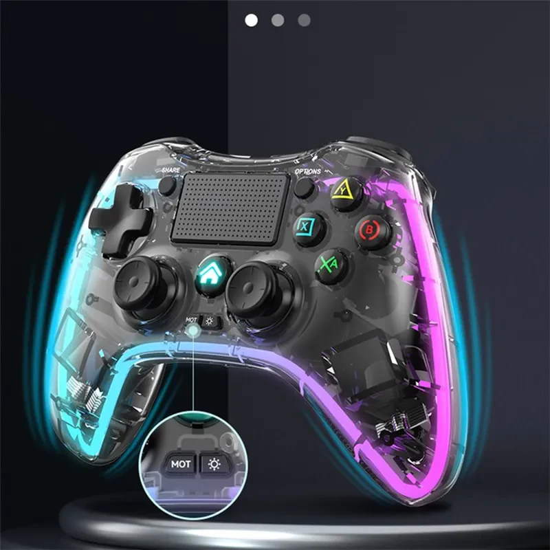 Nintendo Switch PS4 Game Consoles P05 Transparent Wireless Controller Bluetooth Handle Portable Gamepad with RGB Lights - Image 4