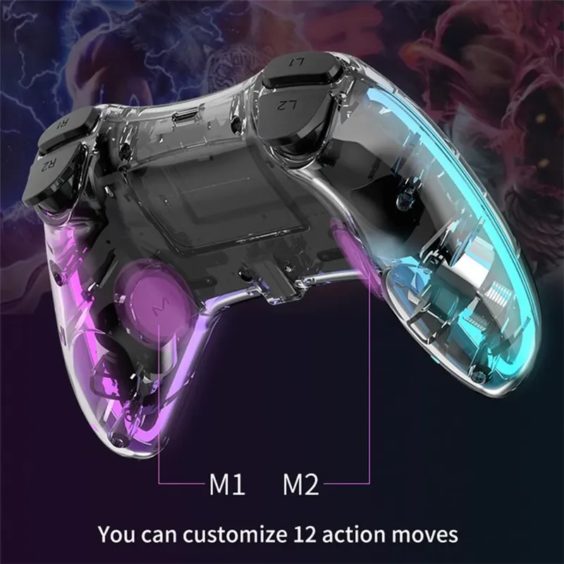 Nintendo Switch PS4 Game Consoles P05 Transparent Wireless Controller Bluetooth Handle Portable Gamepad with RGB Lights - Image 5
