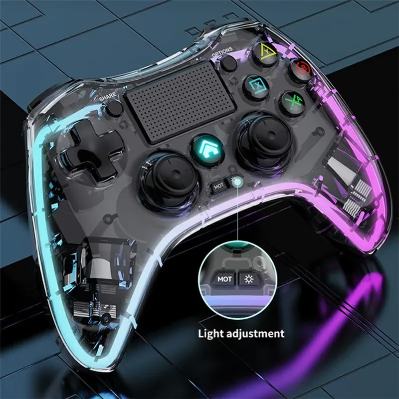 Nintendo Switch PS4 Game Consoles P05 Transparent Wireless Controller Bluetooth Handle Portable Gamepad with RGB Lights - Image 9