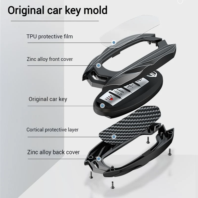 Nissan Mecha Style Zinc Alloy Car Key Fob Case Cover For Pathfinder, X-Trai, Teana, Qashqai, Tiida, Sylphy, Murano, Lannia - Image 4