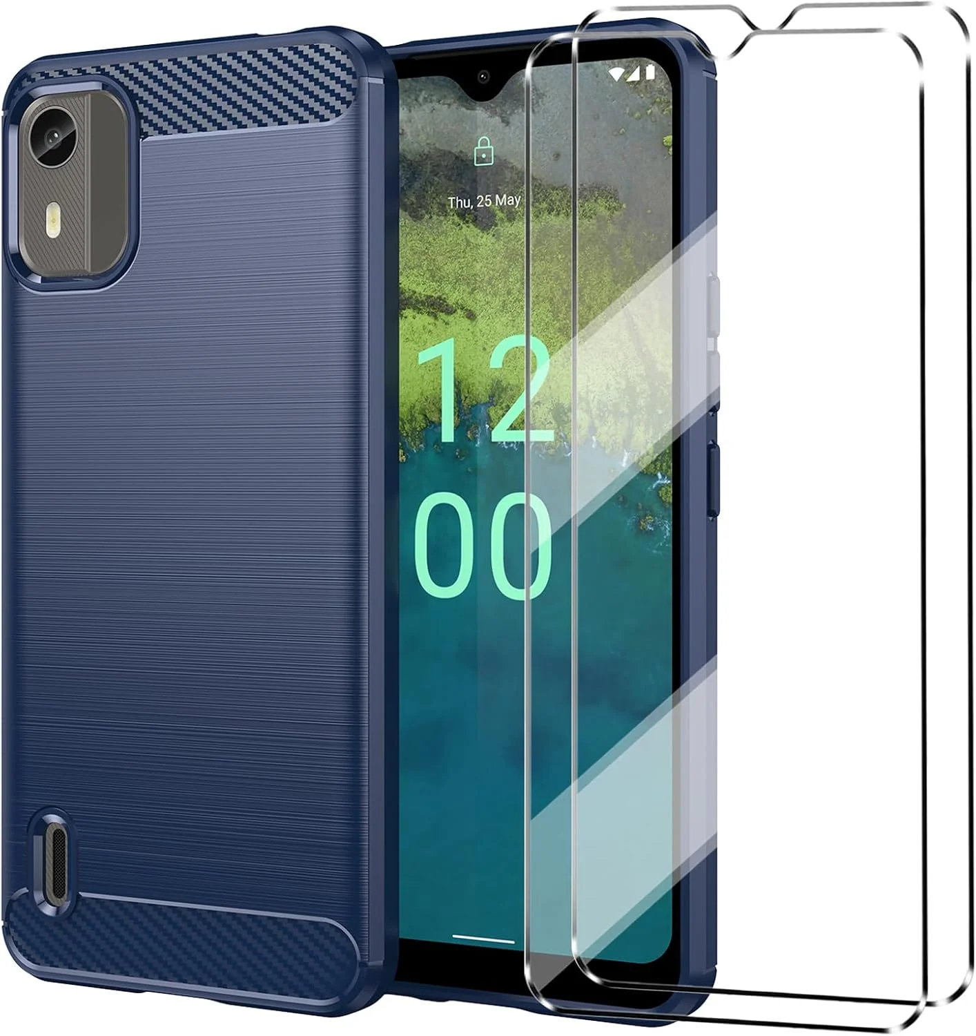 Nokia C12 Pro/C12/C12 Plus - Shield Shockproof Rugged Heavy Duty Case With 2PC 9H Tempered Glass Screen Protector - Image 3