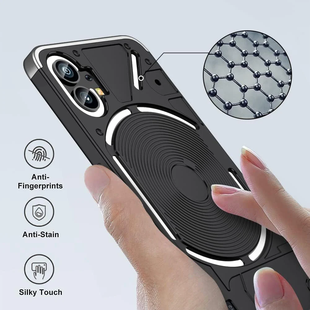 Nothing Phone 1 - Shockproof Matte PC Silky Slim Fit Scratch Case With 2PC Tempered Glass Screen Protector - Image 3