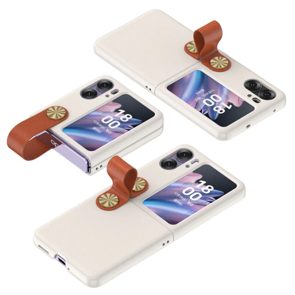 OPPO Find N2 Flip (CPH2437) - Fashion Matte Leather Texture Essentials Series Case With Wrist Strap - Image 2