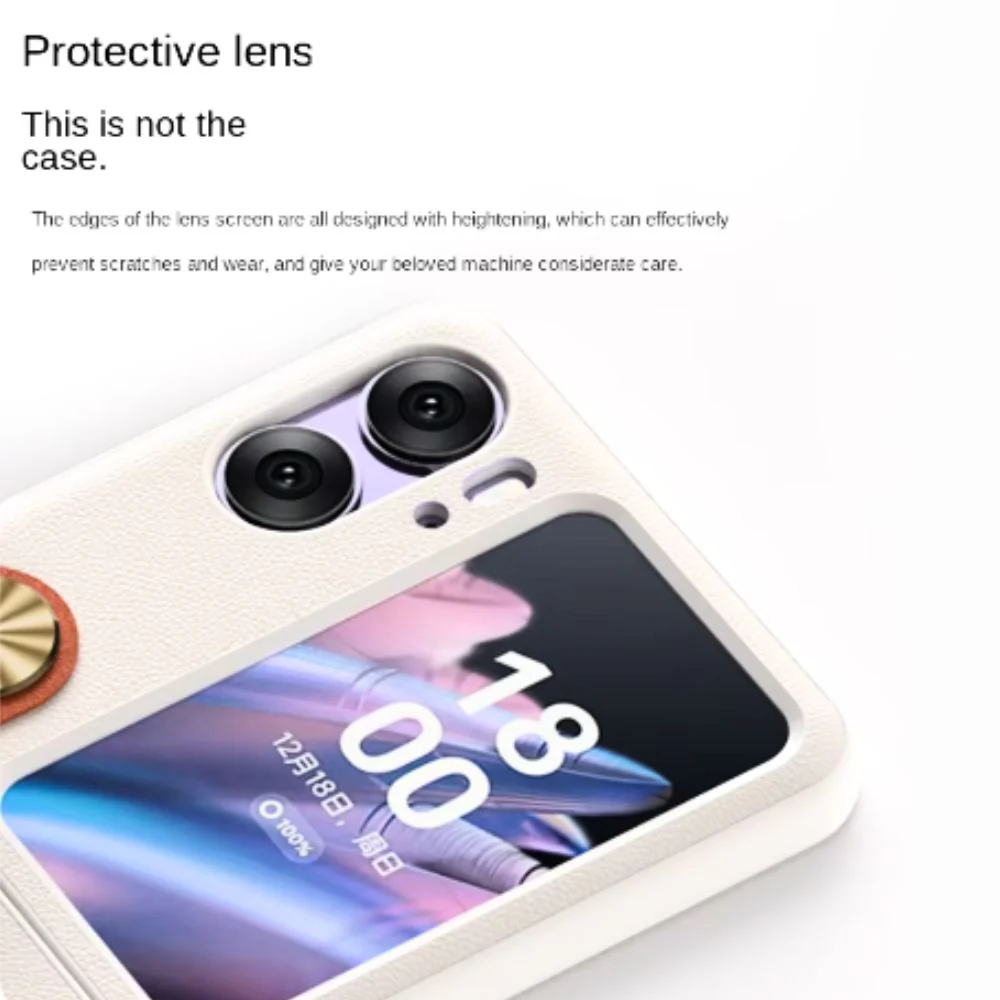 OPPO Find N2 Flip (CPH2437) - Fashion Matte Leather Texture Essentials Series Case With Wrist Strap - Image 4