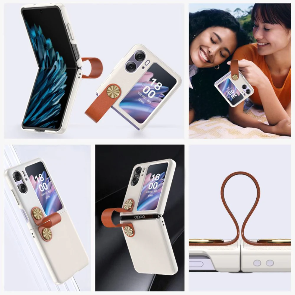 OPPO Find N2 Flip (CPH2437) - Fashion Matte Leather Texture Essentials Series Case With Wrist Strap - Image 5