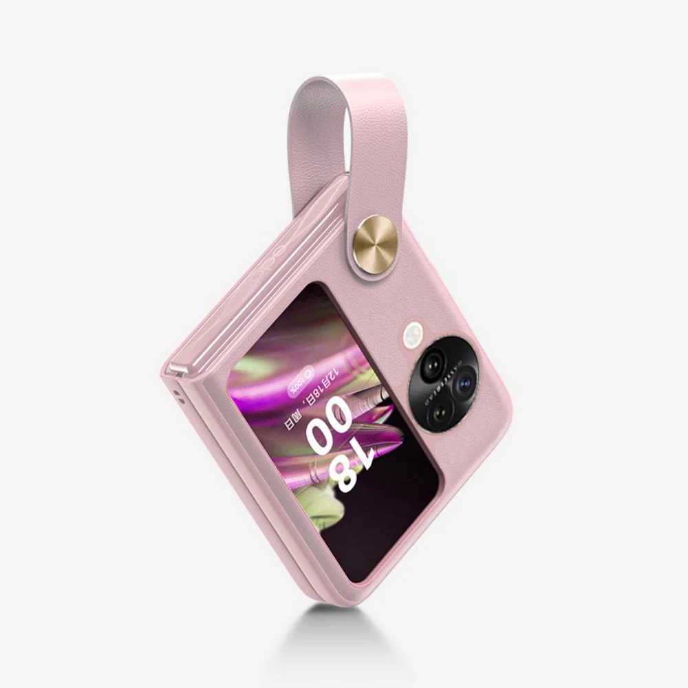 OPPO Find N2 Flip (CPH2437) - Fashion Matte Leather Texture Essentials Series Case With Wrist Strap - Image 6