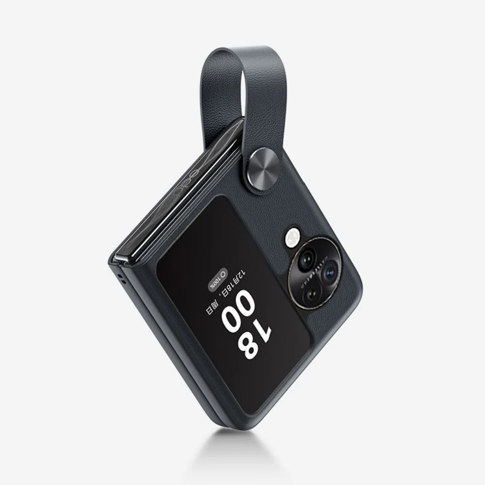 OPPO Find N2 Flip (CPH2437) - Fashion Matte Leather Texture Essentials Series Case With Wrist Strap - Image 7