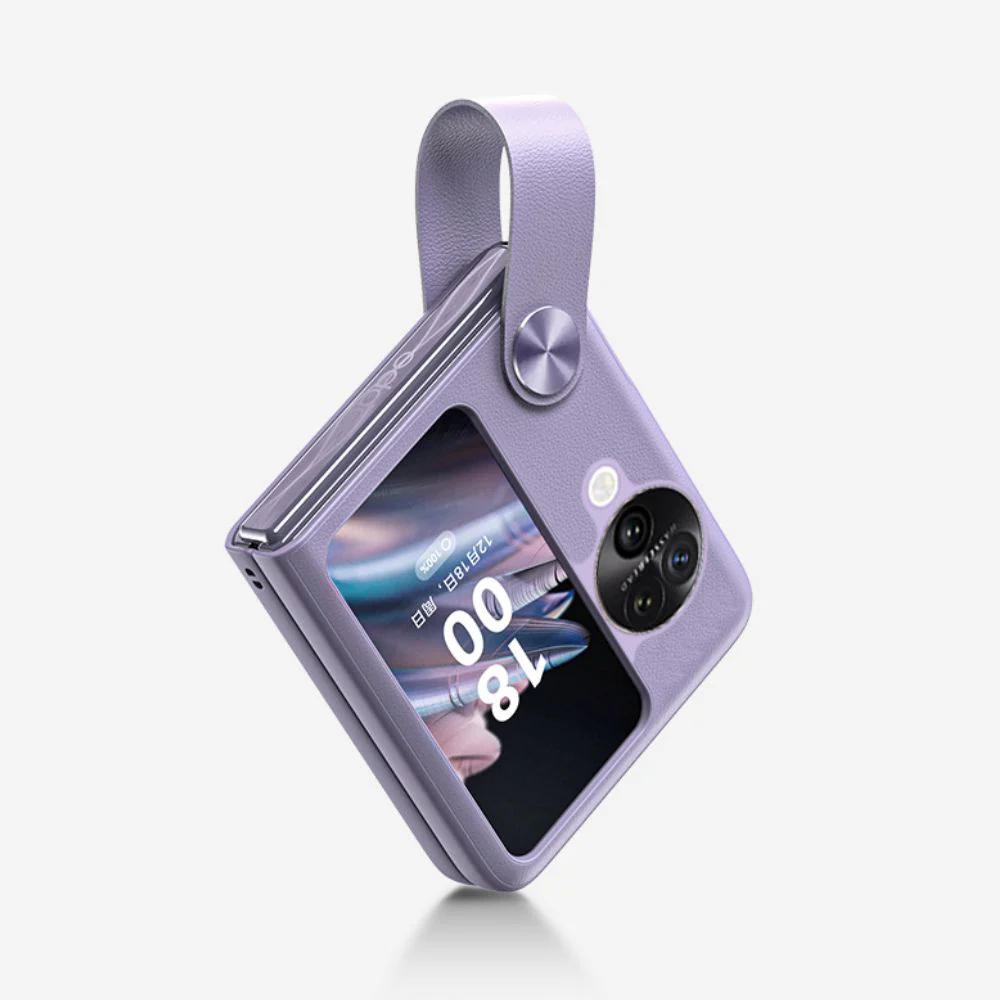 OPPO Find N2 Flip (CPH2437) - Fashion Matte Leather Texture Essentials Series Case With Wrist Strap - Image 8