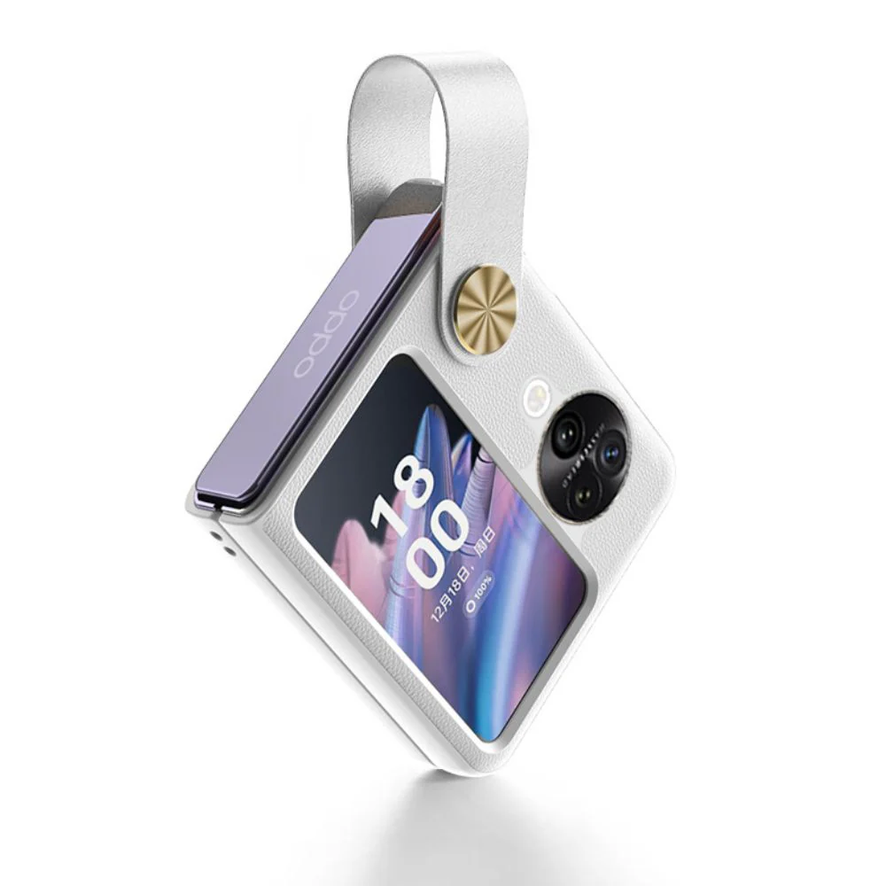 OPPO Find N2 Flip (CPH2437) - Fashion Matte Leather Texture Essentials Series Case With Wrist Strap - Image 9
