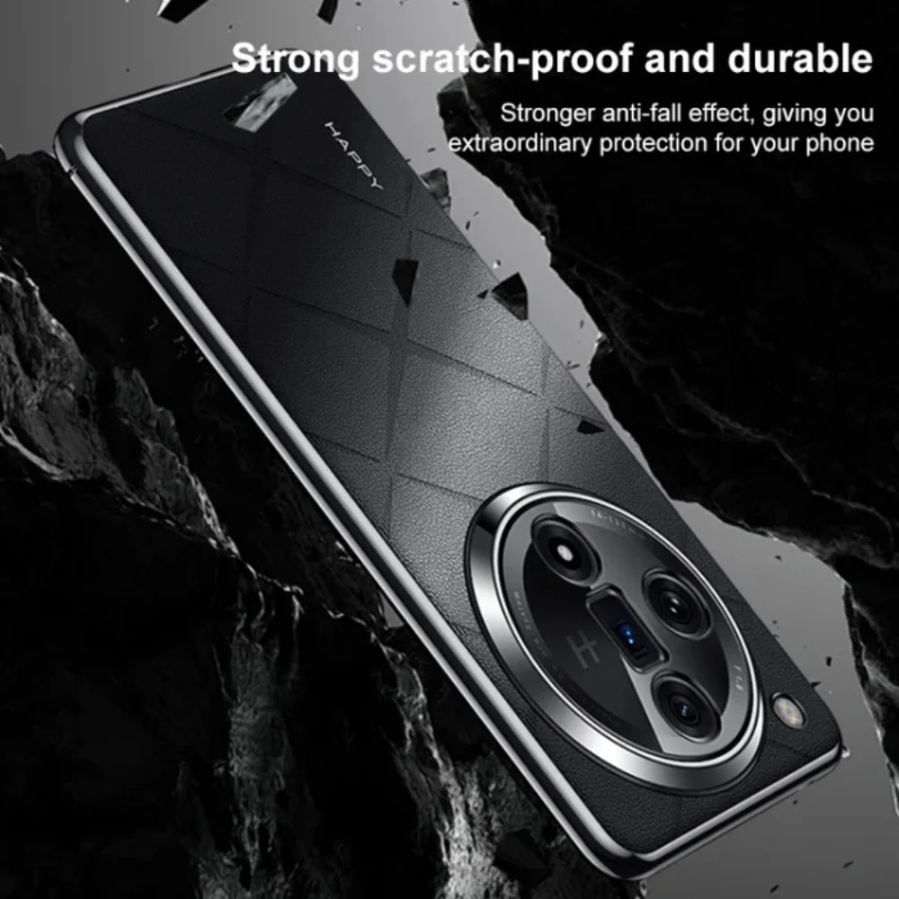 OPPO Find X7/Ultra - Plain Leather PC Phone Case - Image 12