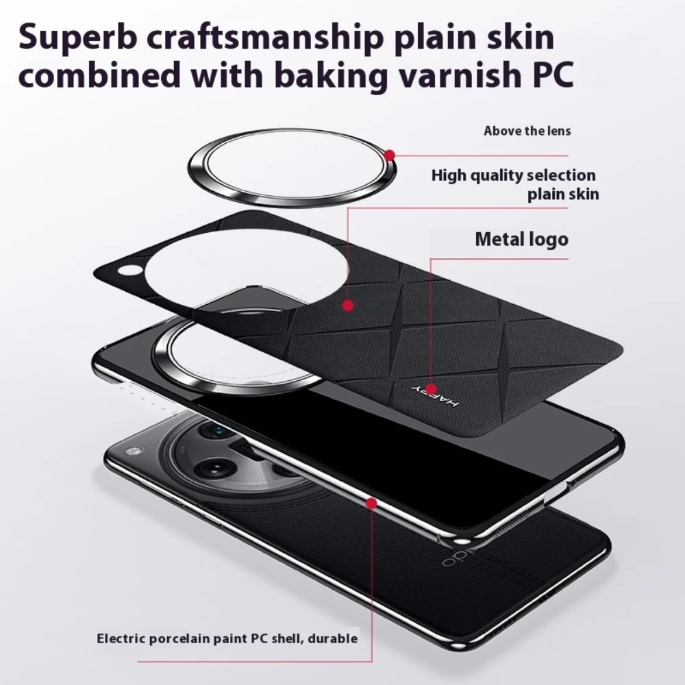 OPPO Find X7/Ultra - Plain Leather PC Phone Case - Image 8