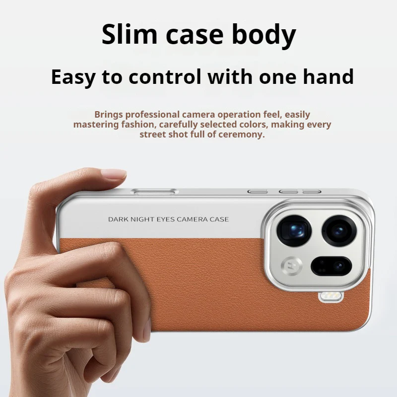 OPPO Find X9/Pro - Camera-Style Leather Texture Shockproof & Stylish Hard Shell - Image 3