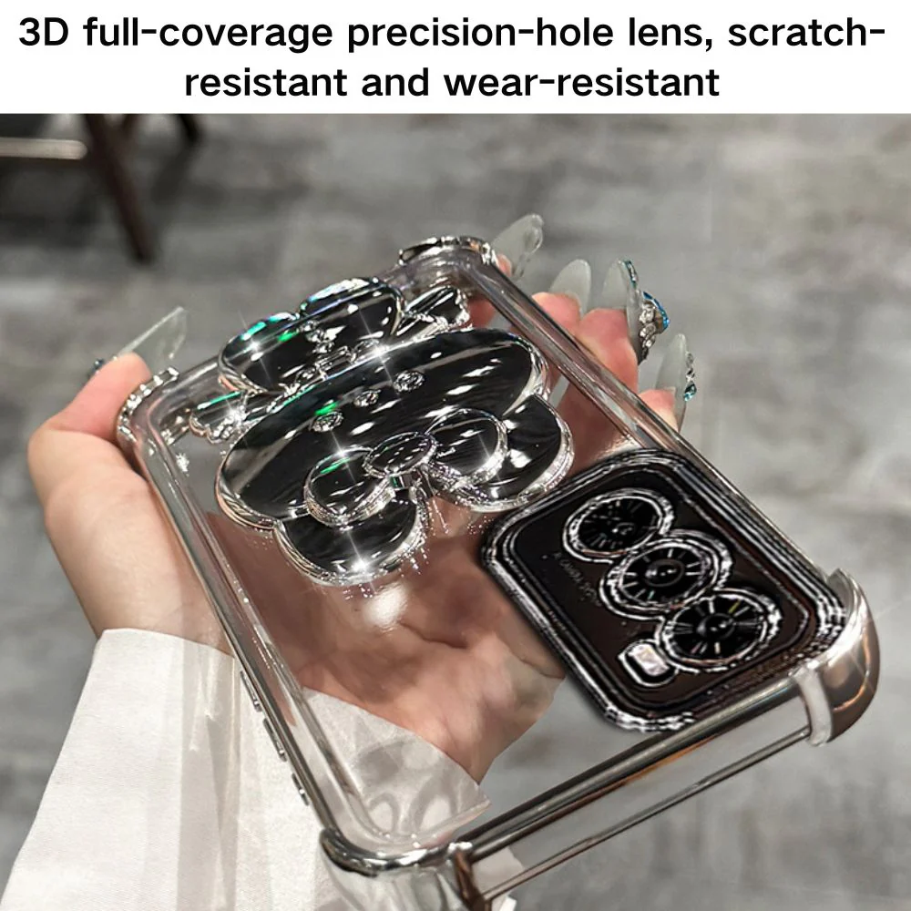 OPPO Reno 12 Pro 5G (CPH2629) - Rabbit Makeup Mirror Stand Series Case With Gradient Flash Card and Pearl Bracelet - Image 6