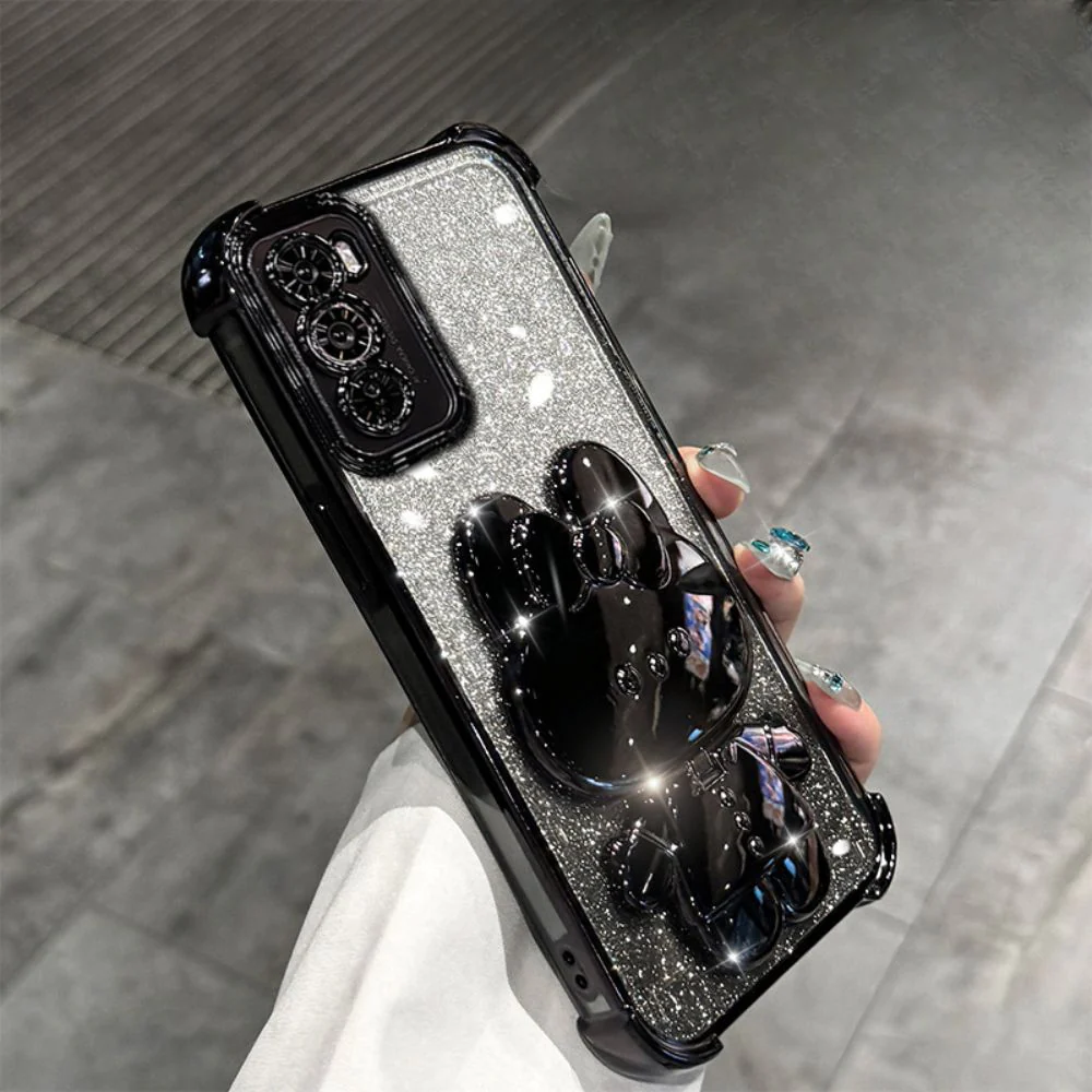 OPPO Reno 12 Pro 5G (CPH2629) - Rabbit Makeup Mirror Stand Series Case With Gradient Flash Card and Pearl Bracelet - Image 9